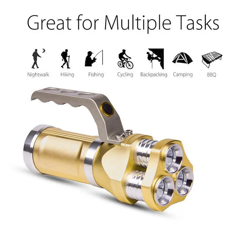 Водонепроницаемый перезаряжаемый светодиодный фонарик с прожектором 3T6 Gold |