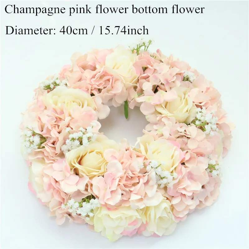 Champagne pink1 40cm Индивидуальные искусственные Гипсофилы розы гортензии цветок шар украшения дома фестиваль свадебный обеденный стол дорога свинец Венок 1 шт - Цвет: Champagne pink1 40cm