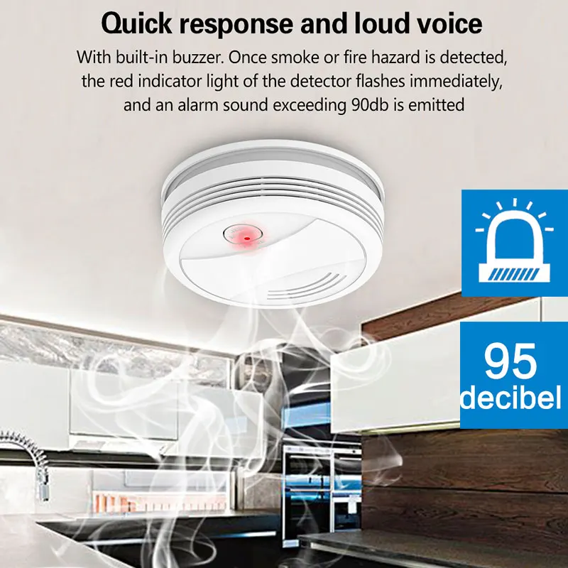 YUPA Tuya WIFI Smoke Detector Fire Alarm Sensor House For Home APP Control Security | Безопасность и защита