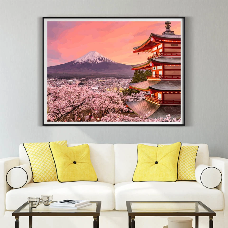 AZQSD DIY Краска по номерам пейзаж Unframe акриловая краска для взрослых окраска холст