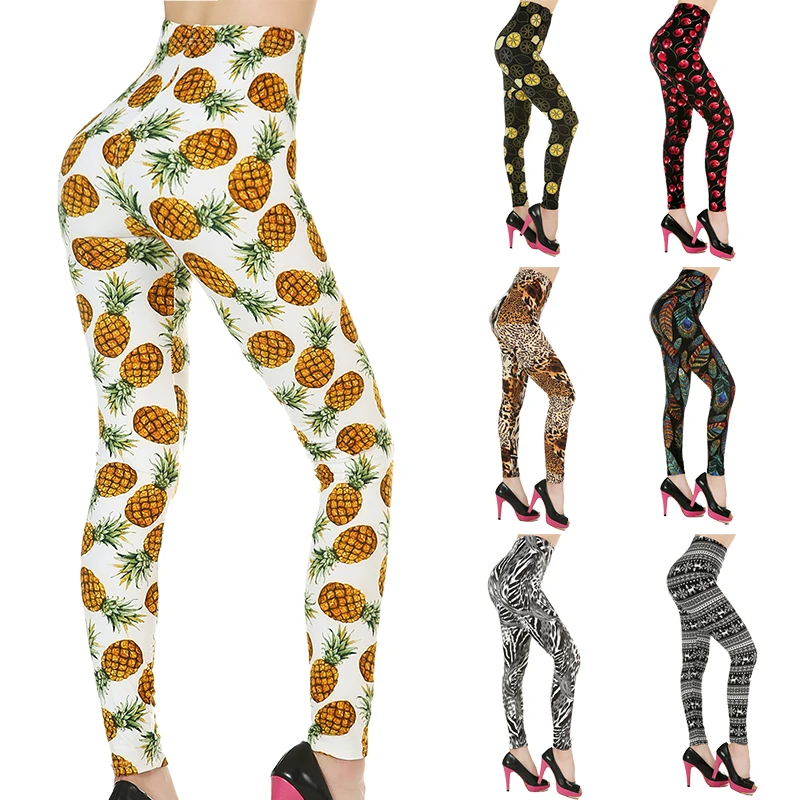 Леггинсы женские с высокой талией пикантные модные штаны принтом Стрейчевые