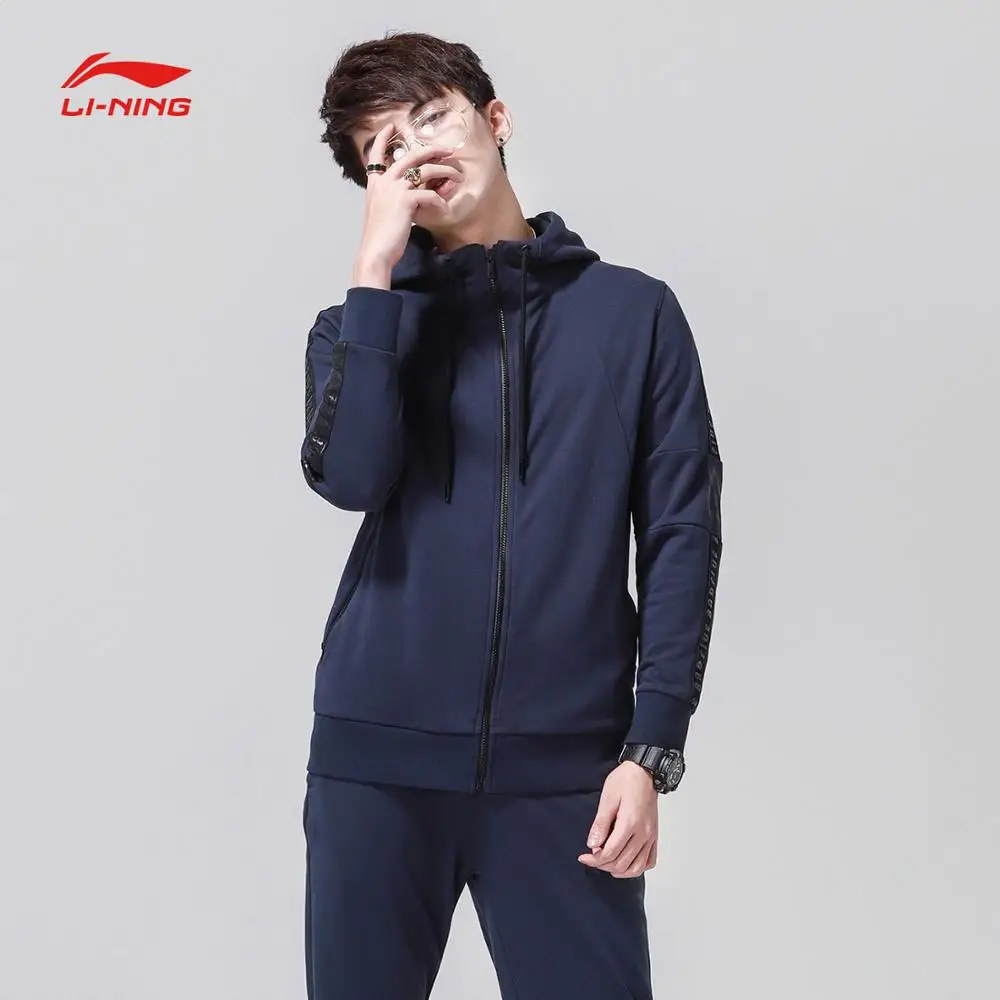 Li-Ning мужская толстовка с капюшоном для баскетбола серии BAD FIVE, 84% хлопок, 16% полиэстер, пальто с капюшоном, спортивная куртка с подкладкой AWDN331 MWW1425
