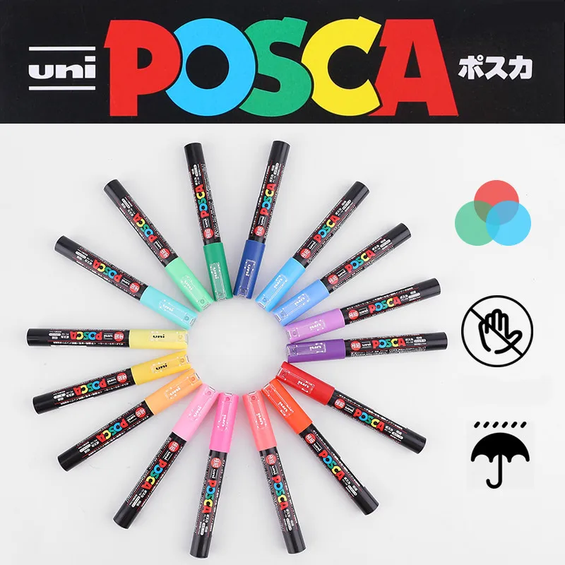 Uni Posca PC 1M/3M/5M маркер для рисования письма рекламная ручка не выцветает 21/24 все