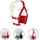 Маска для лица из искусственной кожи, намордник, БДСМ-ограничитель, бандаж с силиконовым шариком, ремешок с ремешком, для вечевечерние, искусственные секс-игрушки