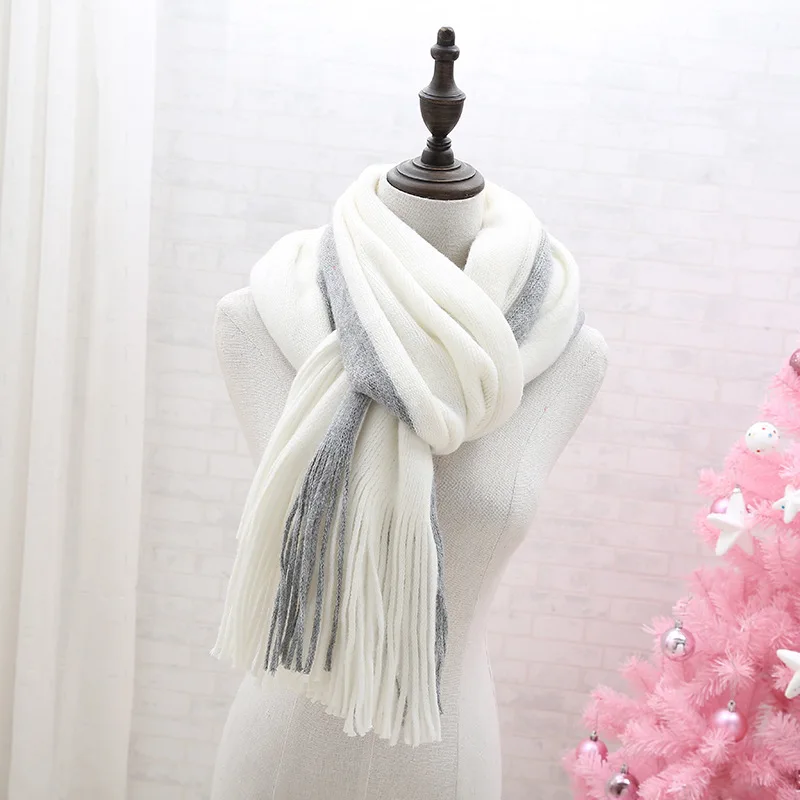 Имитация Кашмира вязаный шарф женские кисточки держать горячий толстый