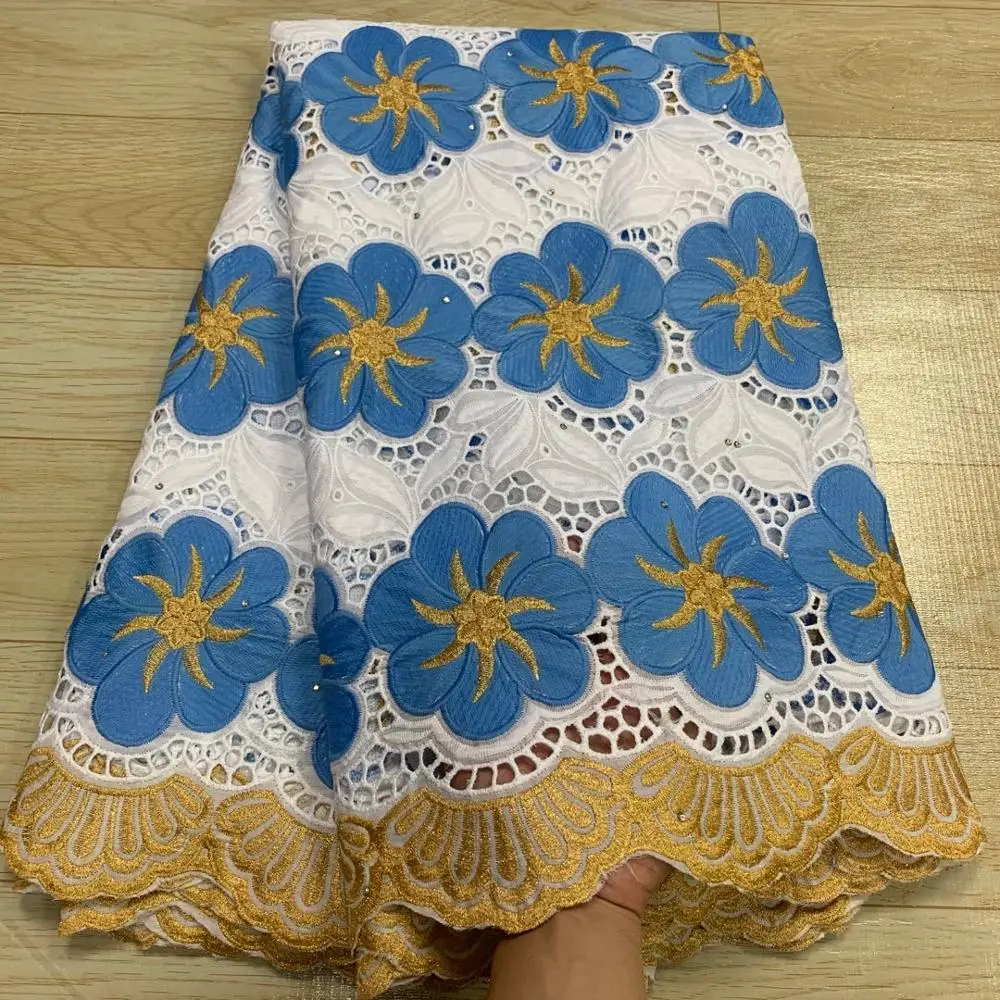 

MIQIER High Quality African nigerian tulle Lace Fabric Embroidered 100% cotton fabric Party Dress Swiss cotton fabric 2.5yards