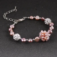 2020 korean fashion freshwater pearls bracelet for women girls natural white pink purple flower statement pearl charm bracelets