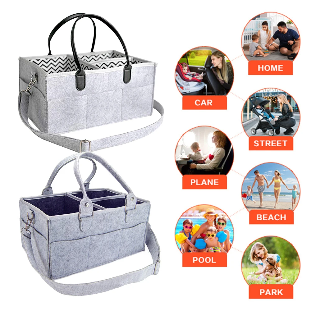 

Folding Premium Baby Diaper Caddy Organizer Portable Nursery Storage Bin Bag With Adjustable Shoulder Straps