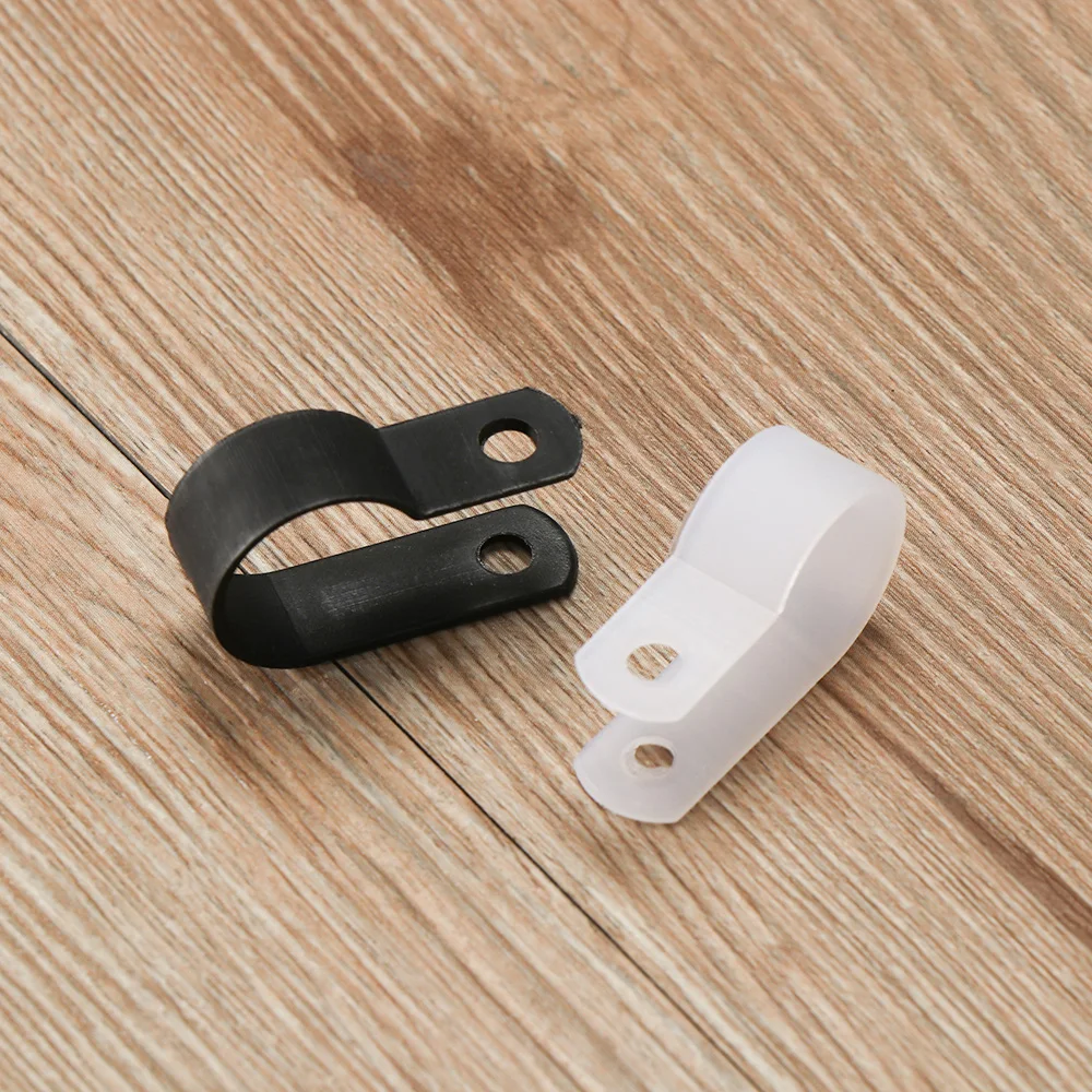 Пластиковые P зажимы 100 шт. черные крепежи для шланга прочный R образный