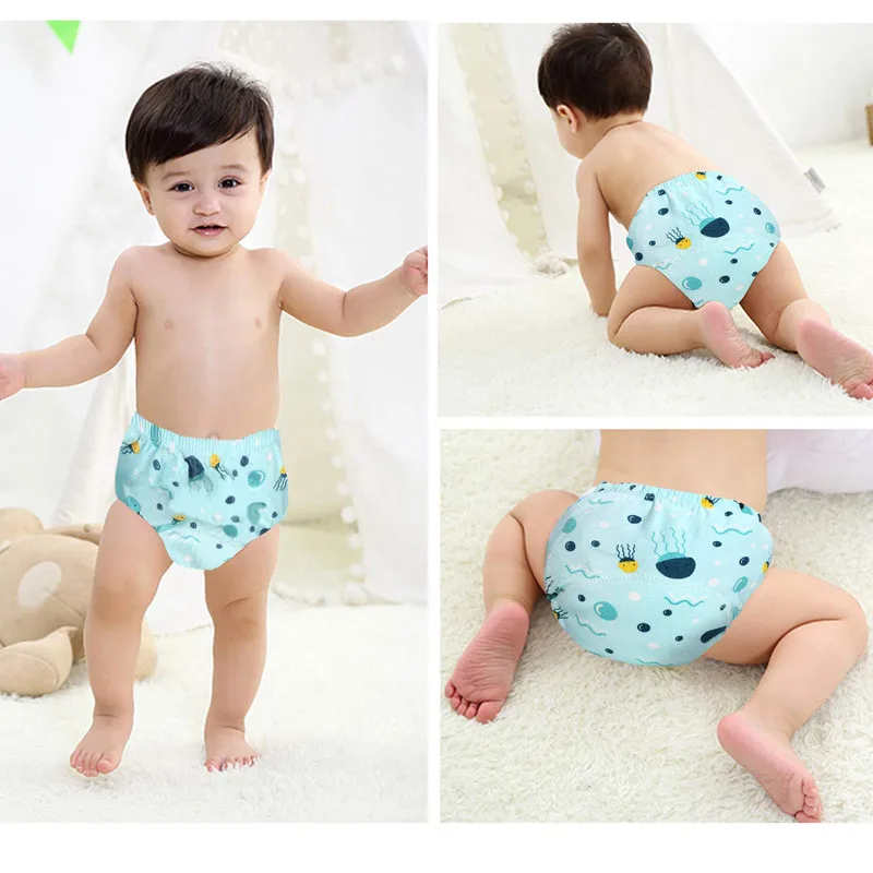 Bragas de entrenamiento de algod&oacute;n para beb&eacute;, pa&ntilde;ales de tela lavables para ni&ntilde;os, impermeables, reutilizables, ecol&oacute;gicas, 6 capas, 4 Uds./lote-2