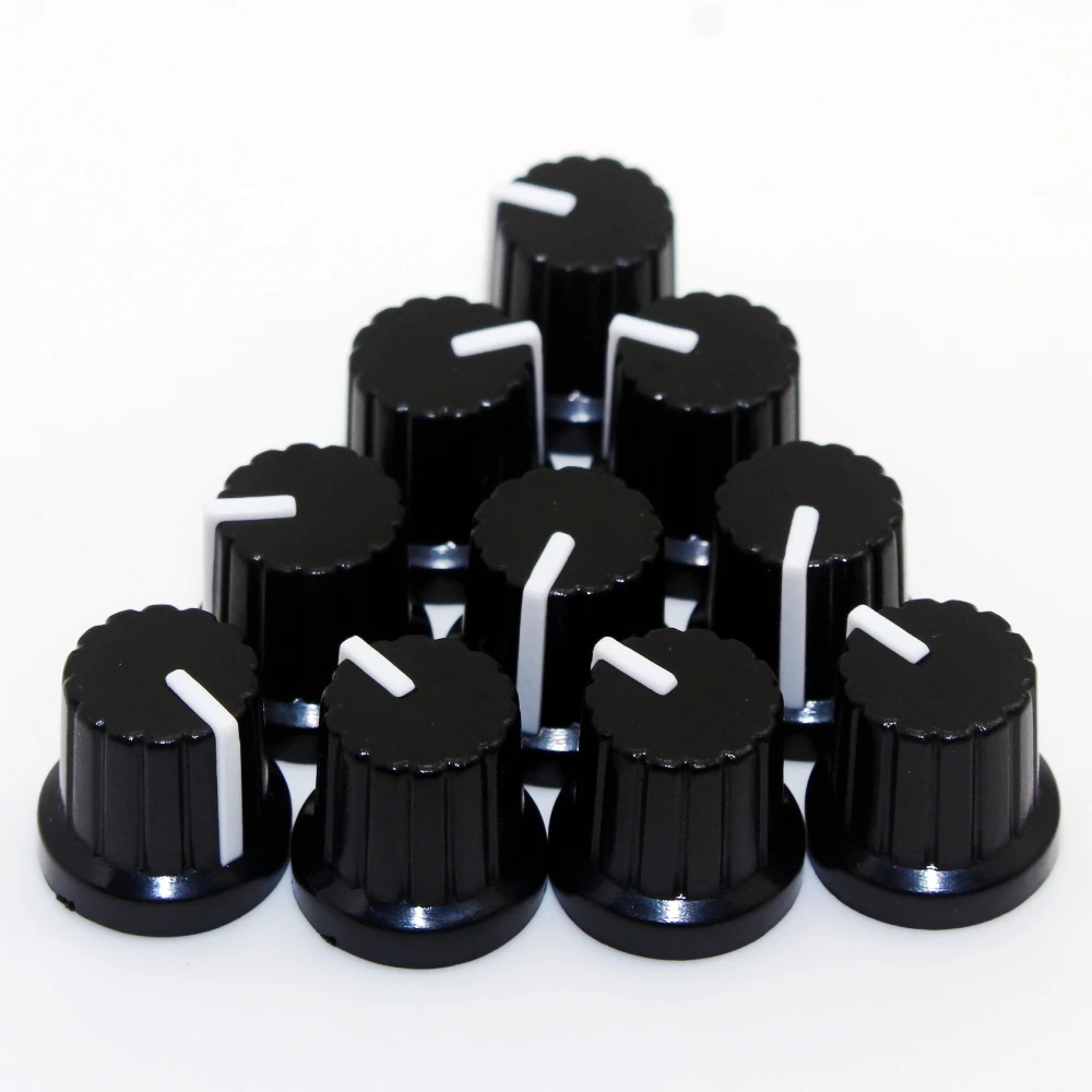 10 Pieces Plastic Threaded Knurled Potentiometer Knobs Caps with Rotary Encoder | 6mm Shaft Hole Diameter | Volume Control Knobs image 2