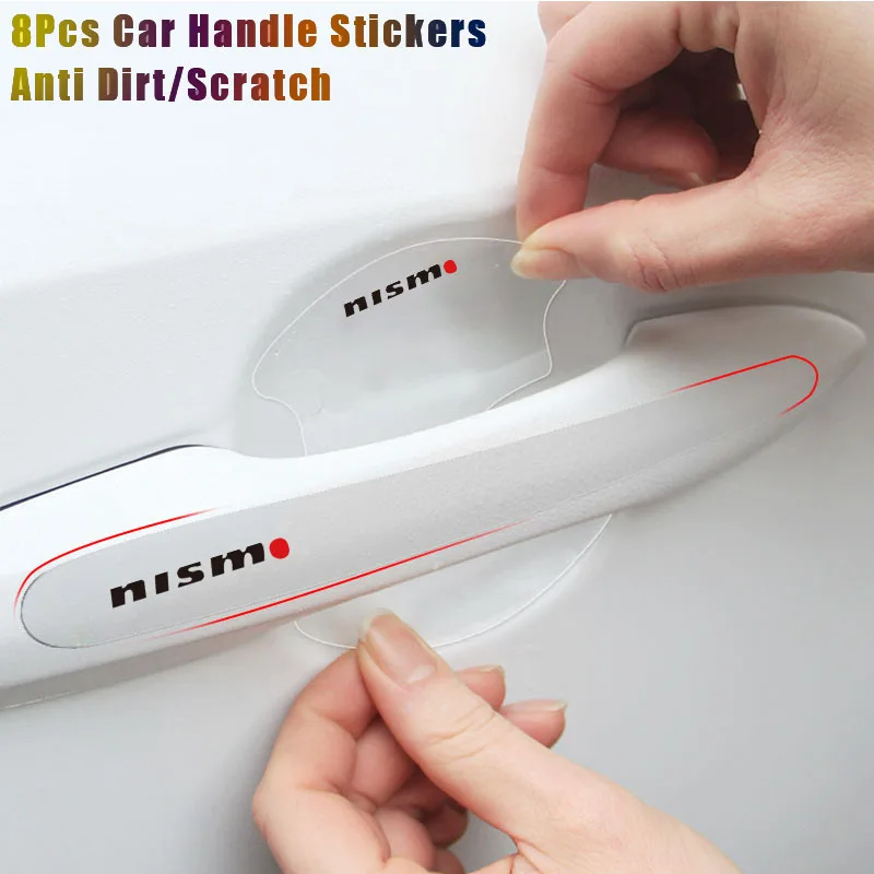 8Pcs Car Door Handle Protection Sticker Anti Scratch Film For Nissans Nismo X-trail Almera Qashqai Tiida Sunny Teana Primera - купить по