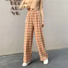 Новые узкие и универсальные красные клетчатые широкие брюки для женщин на весну и лето