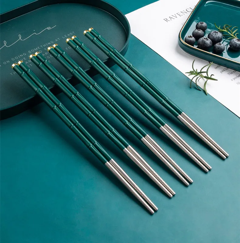 5 пар в комплекте зеленого цвета бамбуковая форме анти скольжения палочки