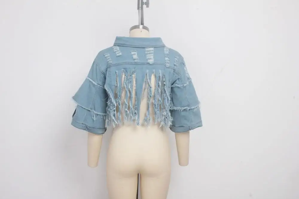 Maoxzon женские модные свободные джинсовые куртки с кисточками для женщин новые