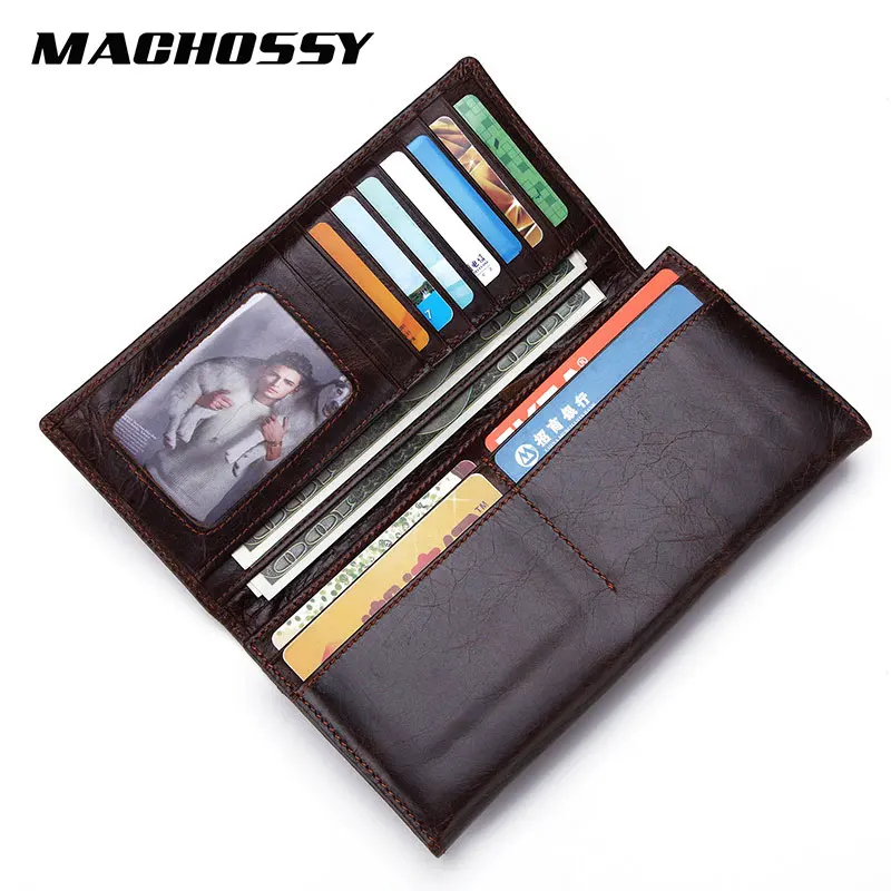 Мужской Длинный кошелек клатч из натуральной кожи держатель для карт и телефона