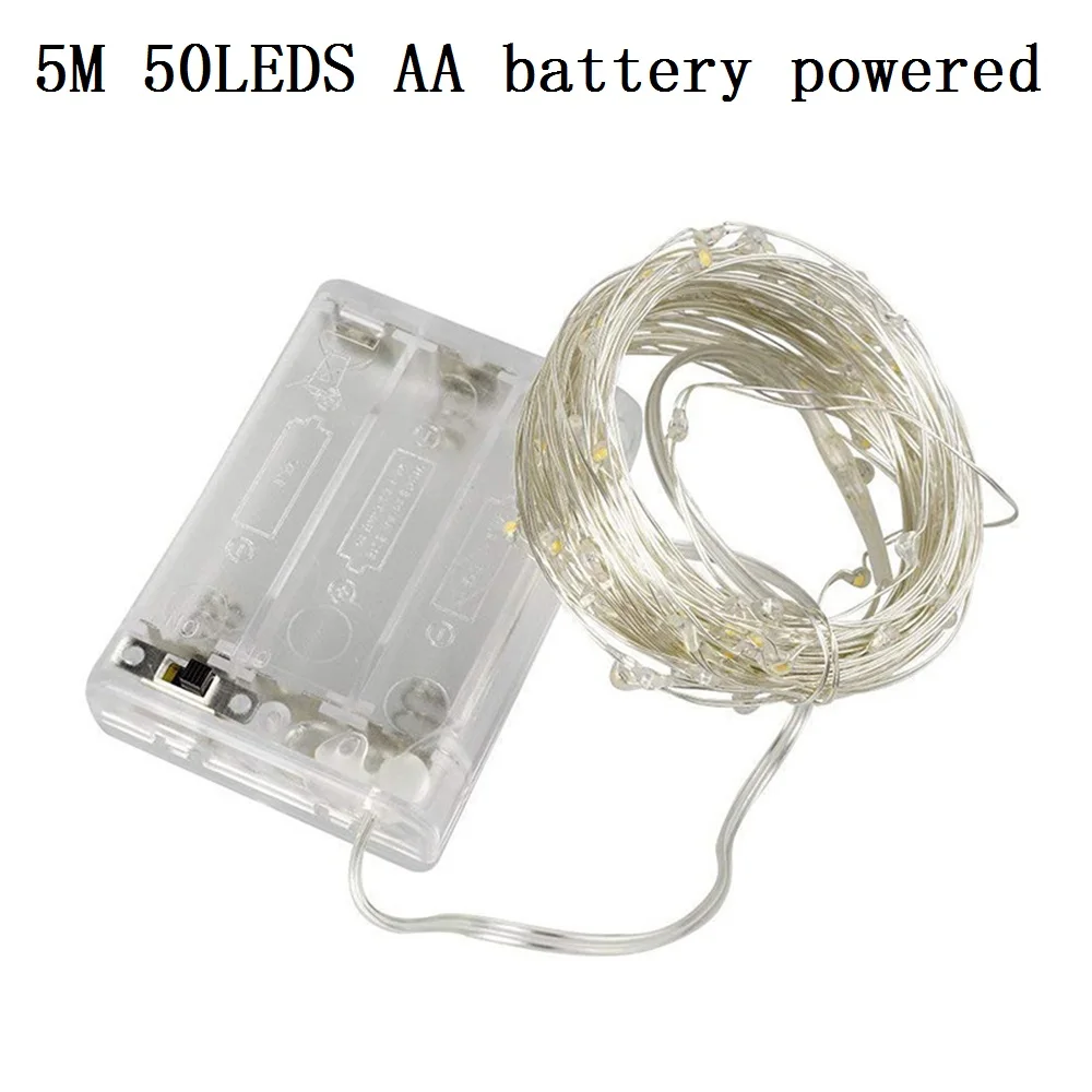 5M 50LEDS AA battery Рождественский светильник s медный провод светодиодный светильник для бутылки вина Сказочный светильник 1 м 2 м 3M 5 м 10 м вечерние свадебные украшения для домашней комнаты гирлянда - Испускаемый цвет: 5M 50LEDS AA battery