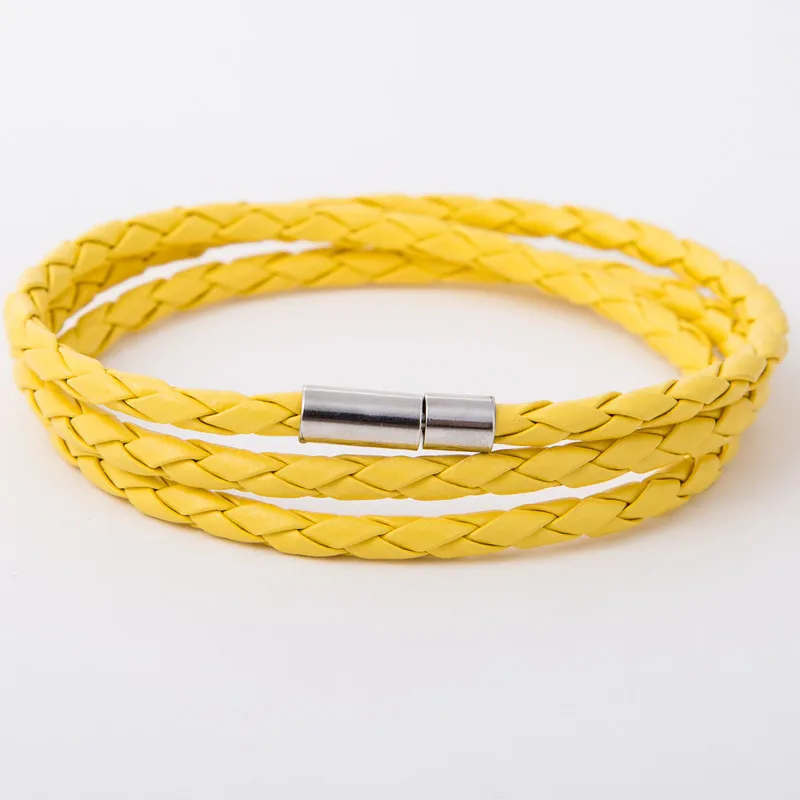 Женский плетеный браслет унисекс кожаный на магнитной застежке из стальной кожи