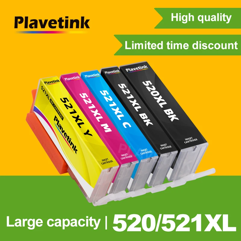 Чернильные картриджи Plavetink PGI520 CLI521 для принтера Canon PIXMA IP3600 IP4600 IP4700 MX860 MX870 PGI-520 CLI-521