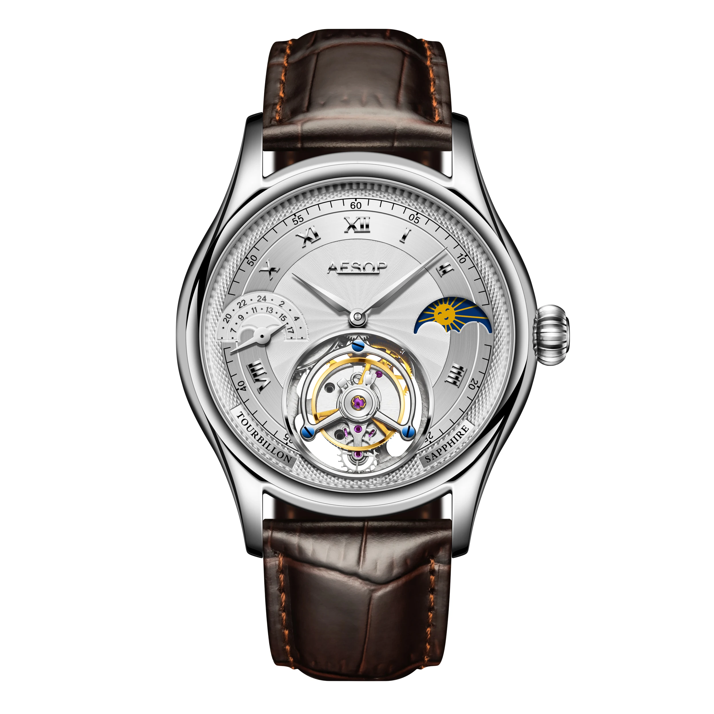 Часы AESOP Мужские механические водонепроницаемые наручные часы-скелетоны с