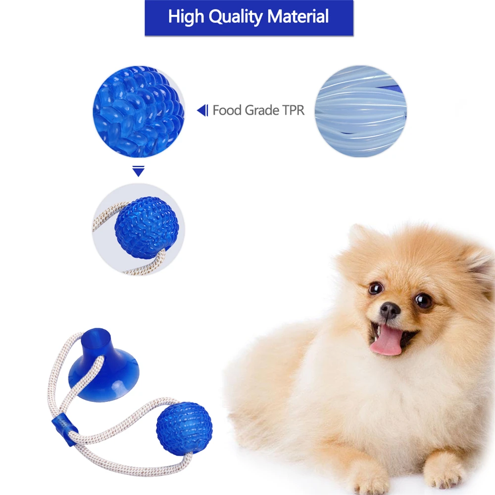 

Multifunction Pet Molar Bite Dog Toys Rubber Chew Ball Cleaning Teeth Safe Elasticity TPR Soft Puppy Suction Cup Biting Dog Toy