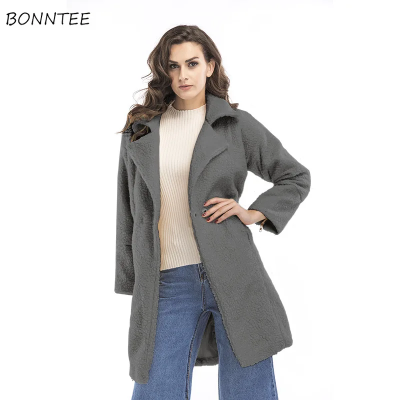 Парка женская однотонная трендовая простая теплая куртка из овечьей шерсти