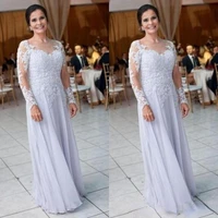 2019 lace mother of bride dresses long sleeves a line chiffon floor length cheap evening wear mother of the groom dress