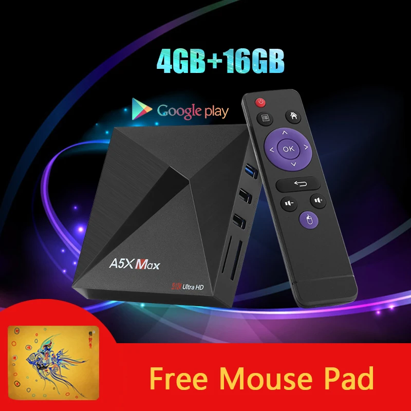 Черный A5X MAX tv Box Assistant RK3318 четырехъядерный Wifi 4K X88PRO 2GB 16GB Android 9,0 4GB Google Voice телеприставка - Цвет: Черный