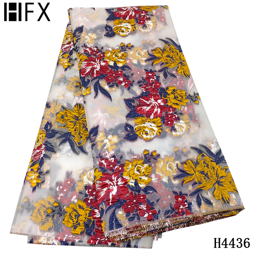 

HFX 2021 высокое качество парчи жаккардовые ткани в африканском стиле Тюль Кружева Французский Чистая нигерийские кружева с сеткой Материал для пошива платья H4436