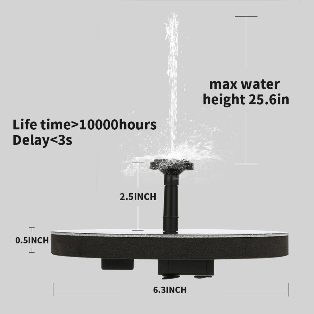 

Водяной насос для фонтана на солнечной батарее, ванна для птиц с 6 различными насадками распыления