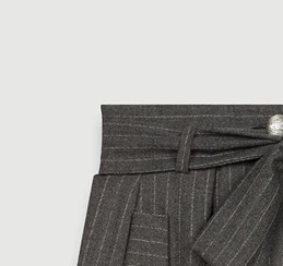

2020 Women's Autumn and Winter New Lace-up Striped Wool Suit Shorts