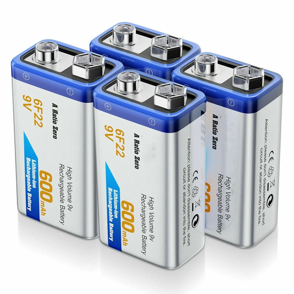 

9V 6F22 - 1 / 2 / 4 Pack 280mAh 600mAh Battery 9V Li-ion Rechargeable Batteries