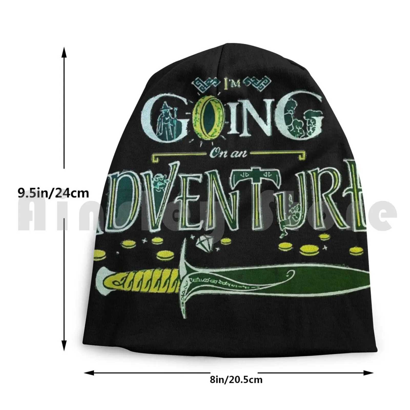 Я отправляюсь в приключение в зеленом издании шапки Beanies Knit Hat Hip Hop Jrr Tolkien Camp Thurman Facecovering.