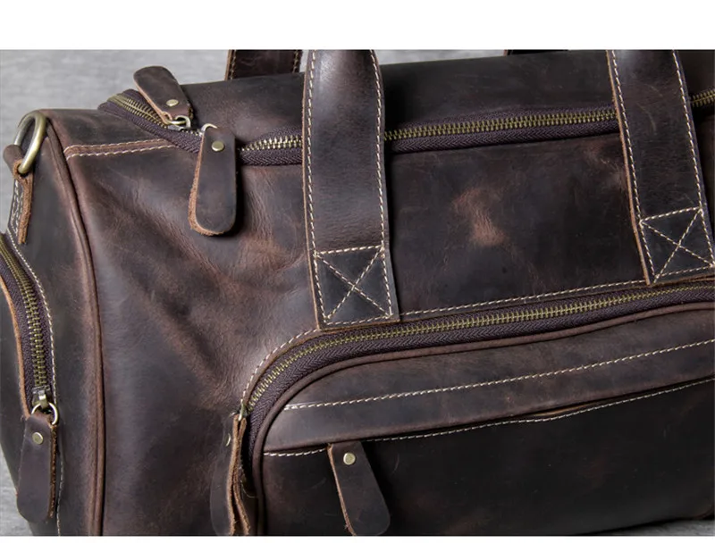 PNDME high quality crazy horse cowhide travel bag luxury simple vintage genuine leather luggage storage duffel handbags | Багаж и сумки