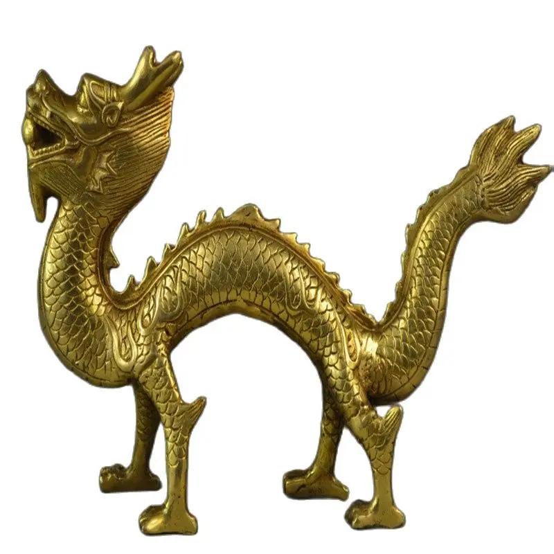 9.62 Inch Copper Carved Vivid & Lifelike Dragon Mouth With Ball Luxury Statue