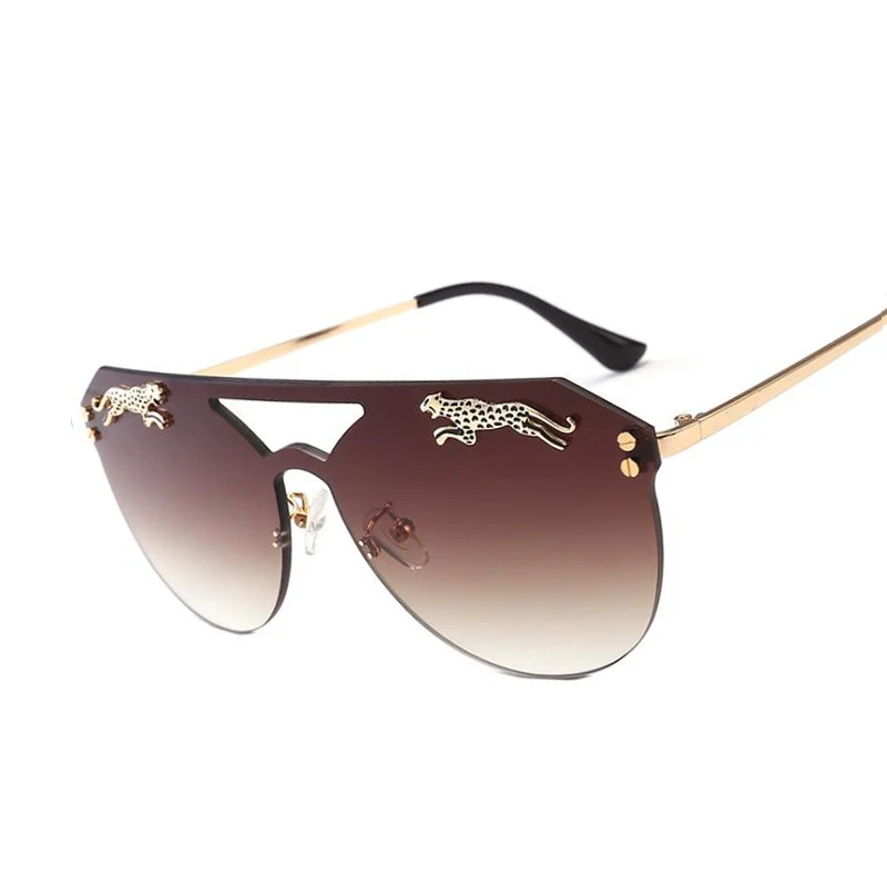 VMESR Big Flat Frame Rimless Sunglasses Women Sexy Leopard Ladies Shades New 2020 Sun Glasses Female UV400 Protection | Аксессуары для