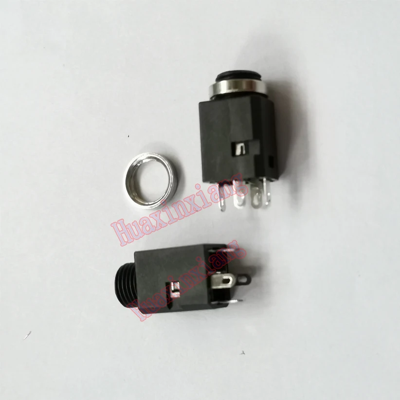 50PCS/Lot PJ-341 3.5MM Audio/Video Female Socket/Jack Connector Vertical 4Pin With Nut | Connectors