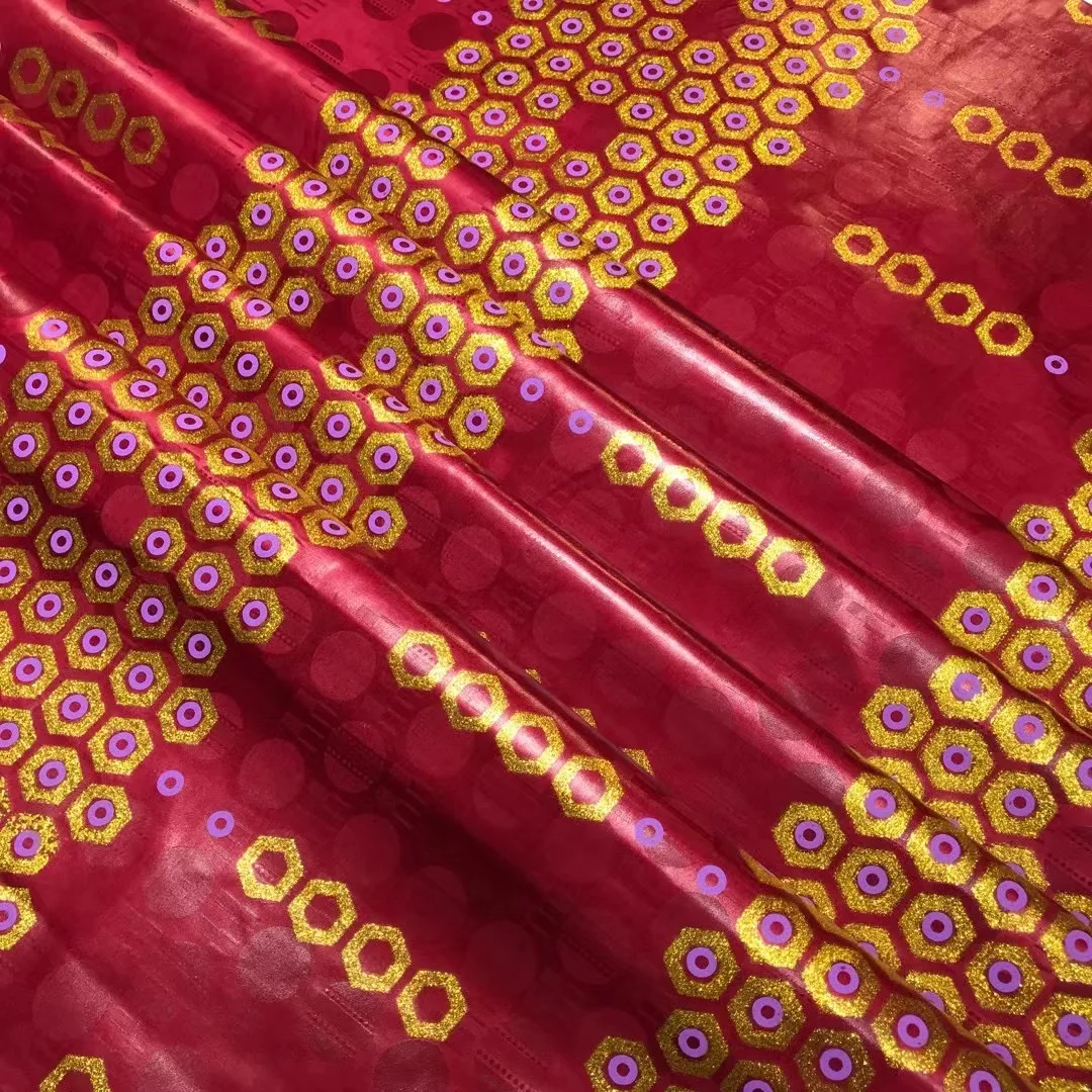 Новый узор! 5 ярдов сохраняющая блеск африканская богатая ткань зеленая