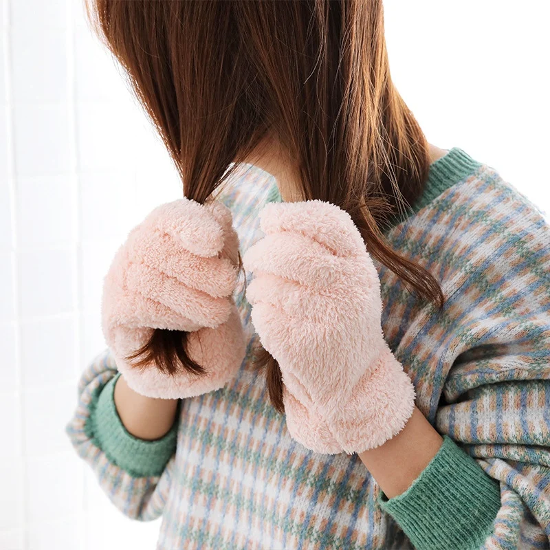 Коралловое бархатное полотенце для сухих волос из микрофибры быстросохнущее