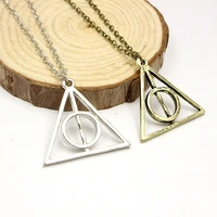 vintage silver color deathly hallows cross pendant necklace for men retro gold color triangle choker necklace women gift jewelry