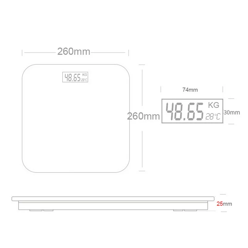 Большой ЖК-дисплей цифровые весы для ванной с функцией температуры умные