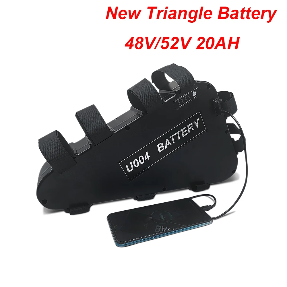 

Новый треугольник 48V 20AH 52V 20AH Ebike аккумулятор литий-ионный аккумулятор с выключателем питания, USB, уровень света для 48V 1000W Bafang мотор