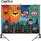 Высококачественные фоны с супергероями День Рождения Детские комиксы персонализированный плакат фон для фотосъемки фотосессия Фотостудия