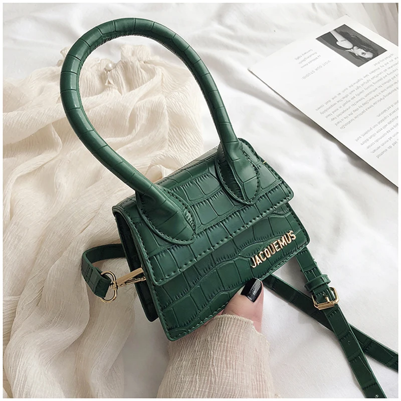 

JACQUEMUS Mini Square Handbag High Quality PU Leather Women's Shoulder Bag and Purse Crocodile Pattern Chain Messenger Bags