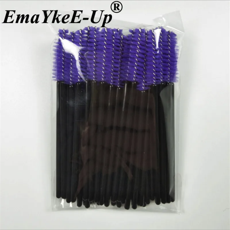 Black Purple 50 шт Женские Модные кисти для ресниц, одноразовые кисти для макияжа, Хрустальные кисти для бровей/ресниц/туши для ресниц, кисти для ресниц - Цвет: Black Purple