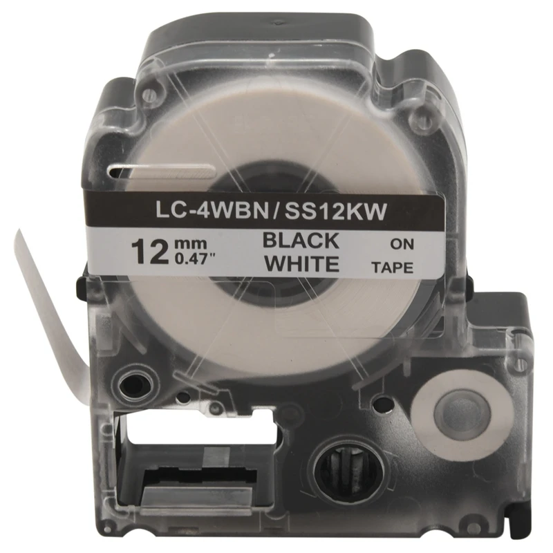 

5 шт. в упаковке, фотомагнитная (SS12KW) Лента для этикеток Epson Labelworks LW300, LW400, LW500, LW700, черная на белом, 1/2 дюйма X 26,2