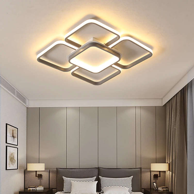 

Square Modern Ceiling Lights Led For Living Room Bedroom White and Coffee Color Home Led Ceiling Lamp Luminaires AC 110V-AC260V.
