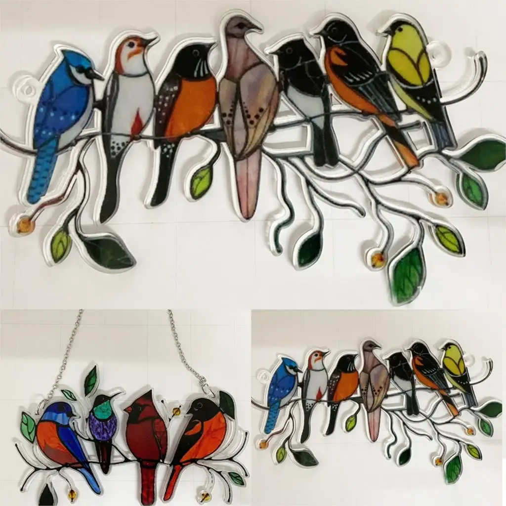 

Mini Stained Bird Glass Window Hangings Acrylic Wall Hanging Birds Decor Room Accessories Scandinavian Decor For Girls Gift