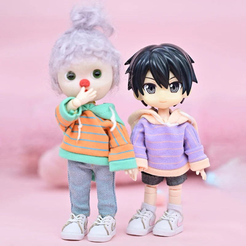 

BJD clothes ob11 clothes Fashion striped hooded sweater For obitsu11, Molly, ob11, GSC,molly,1/12bjd doll clothes accessories