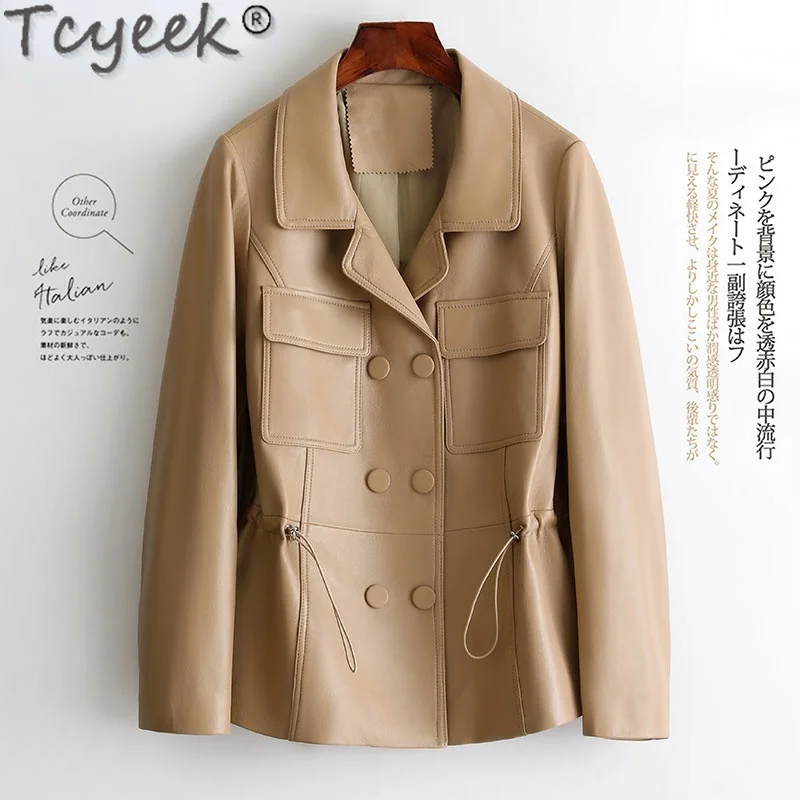 

Tcyeek Spring Autumn 2021 Elegant Genuine Leather Jacket Female Short Sheepskin Jackets Women's Fur Coat Casaco Feminino Gxy740